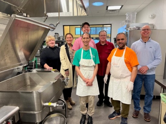 Group in food pantry kitchen